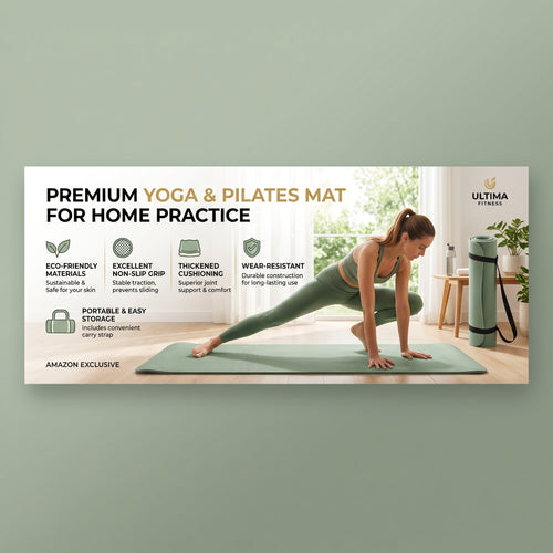 Thick Double-Sided Non-Slip Yoga Mat, Shock Absorbing Exercise Mat, Waterproof Sweatproof Mat for Yoga, Pilates & Home Floor Workout